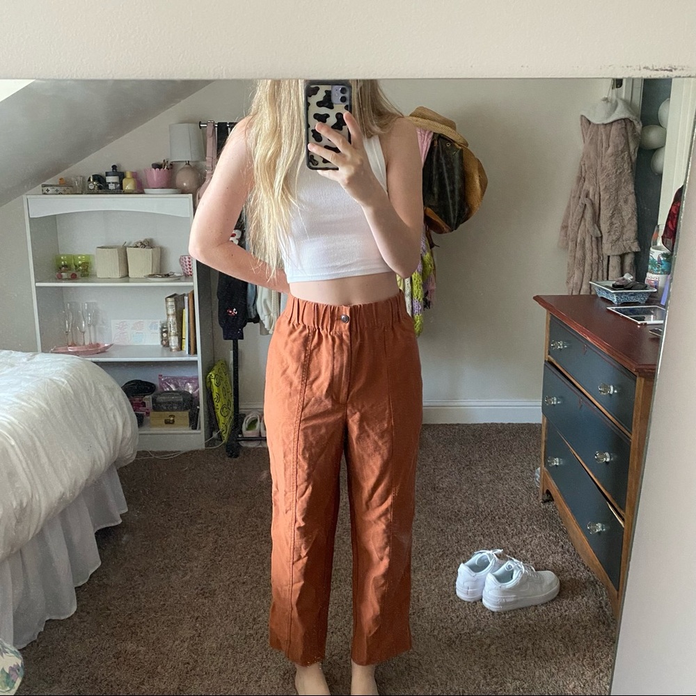 MADEWELL Rust Colored Tapered Trousers, Size Medium